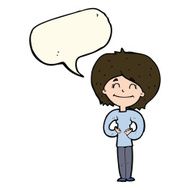 cartoon happy woman with speech bubble N198