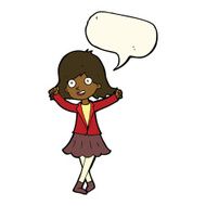 cartoon happy girl with speech bubble N68