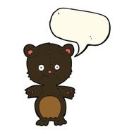 cartoon happy black bear with speech bubble N8