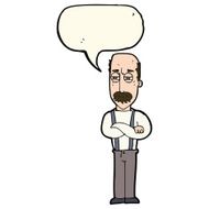 cartoon annoyed old man with speech bubble N53