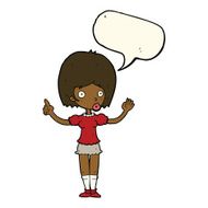 cartoon woman explaining her point with speech bubble N26