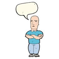 cartoon annoyed bald man with speech bubble N8