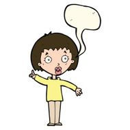cartoon woman explaining her point with speech bubble N29
