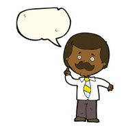 cartoon newsreader man with idea speech bubble N8