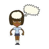 cartoon woman with idea speech bubble N194