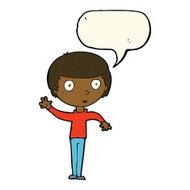cartoon waving boy with speech bubble N15