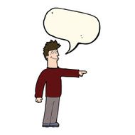 cartoon happy pointing man with speech bubble N16