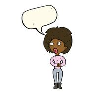 cartoon surprised woman with speech bubble N194