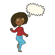 cartoon laughing woman with speech bubble N7