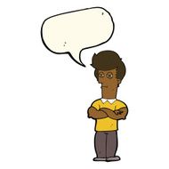 cartoon man with folded arms speech bubble N20