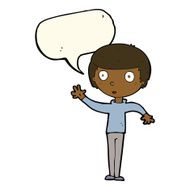 cartoon staring boy with speech bubble N22