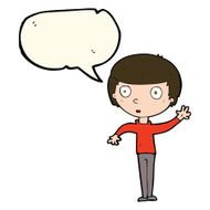 cartoon waving boy with speech bubble N16