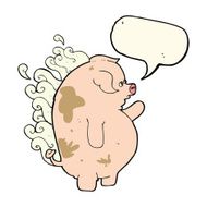 cartoon fat smelly pig with speech bubble N4