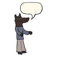 cartoon wolf man with speech bubble N35