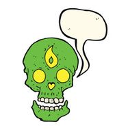 cartoon mystic skull with speech bubble N7