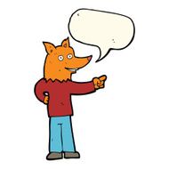 cartoon fox man pointing with speech bubble N8