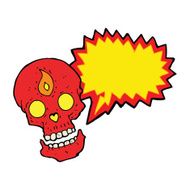 cartoon mystic skull with speech bubble N8