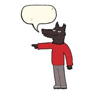 cartoon wolf man pointing with speech bubble N7