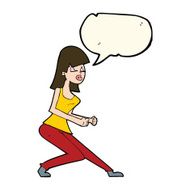 cartoon crazy dancing girl with speech bubble N7