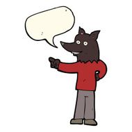 cartoon wolf man pointing with speech bubble N8