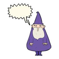 cartoon wizard with speech bubble N18
