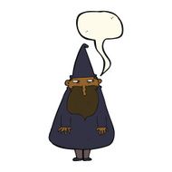 cartoon wizard with speech bubble N19