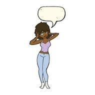 cartoon pretty woman with speech bubble N216