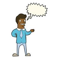 cartoon salesman with speech bubble N8