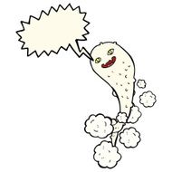 cartoon spooky ghost with speech bubble N38
