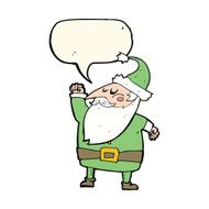 cartoon santa claus punching air with speech bubble N16