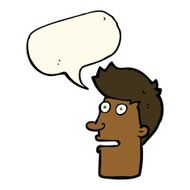 cartoon shocked male face with speech bubble N6