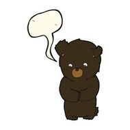 cute cartoon black bear with speech bubble N58