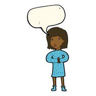 cartoon calm woman with speech bubble N8