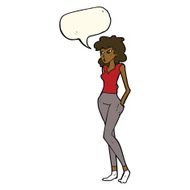 cartoon pretty woman with speech bubble N219