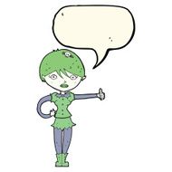 cartoon vampire girl giving thumbs up symbol with speech bubble N8
