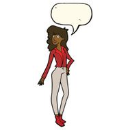 cartoon pretty woman with speech bubble N220