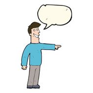 cartoon pointing man with speech bubble N63