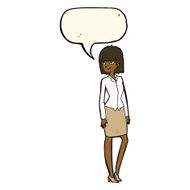 cartoon pretty businesswoman with speech bubble N8