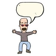 cartoon old man waving arms with speech bubble N8