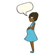 cartoon pregnant woman with speech bubble N16