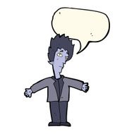cartoon vampire man with speech bubble N93