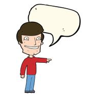 cartoon happy man pointing with speech bubble N48