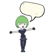 cartoon vampire girl with speech bubble N177