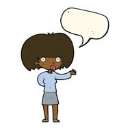 cartoon woman gesturing with speech bubble N23