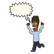 cartoon terrified man with speech bubble N169