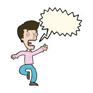 cartoon terrified man with speech bubble N170