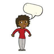 cartoon woman shrugging shoulders with speech bubble N394