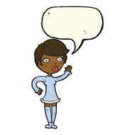 cartoon pretty woman waving with speech bubble N67