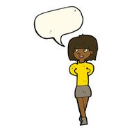 cartoon happy woman with speech bubble N200