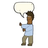 cartoon happy man with speech bubble N360